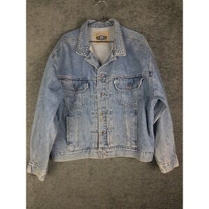 80s/90s VTG Levis Silver Tab Denim Jacket‎ Mens L Light Wash Trucker Back Buckle